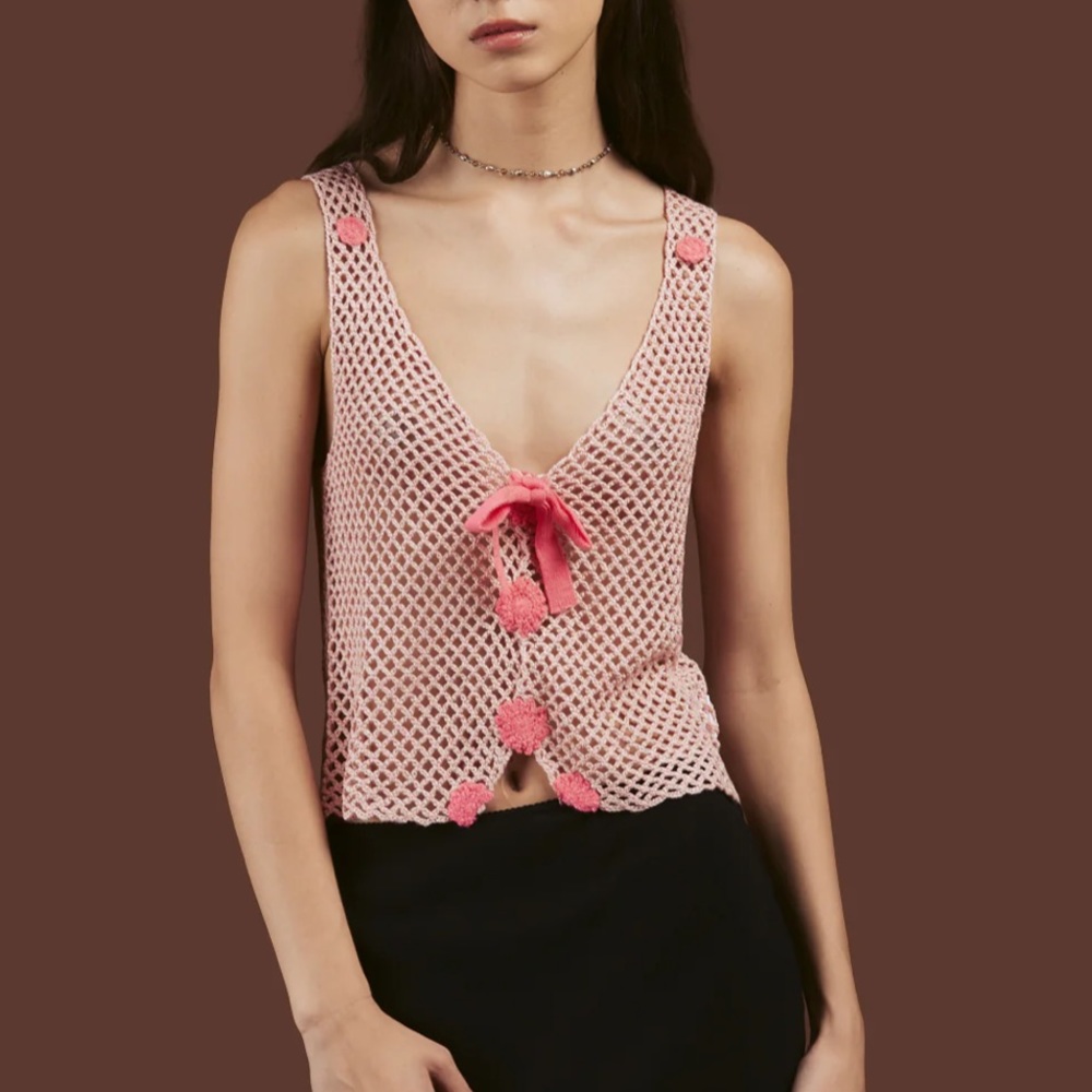 UNIF Pink Crochet Top